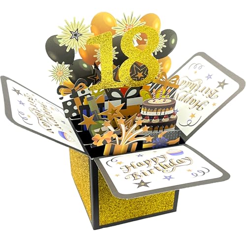 Pop-Up-Karte zum 18. Geburtstag, 3D-Grußkarte, kreative Geburtstagskarte, Geburtstagsgeschenk für Familie und Freunde von VOGVOR