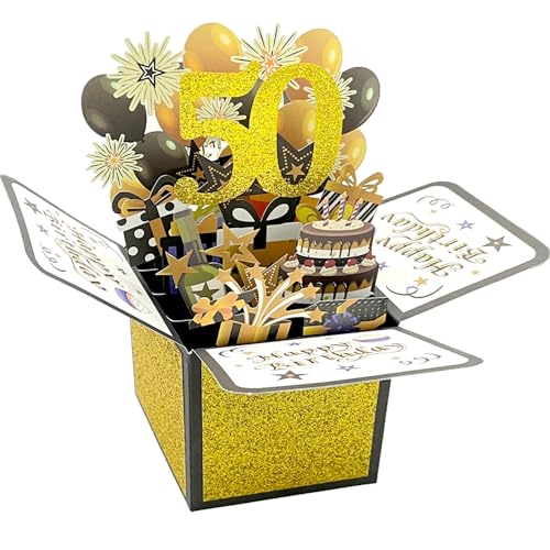Pop-Up-Karte zum 50. Geburtstag, 3D-Grußkarte, kreative Geburtstagskarte, Geburtstagsgeschenk für Familie und Freunde von VOGVOR