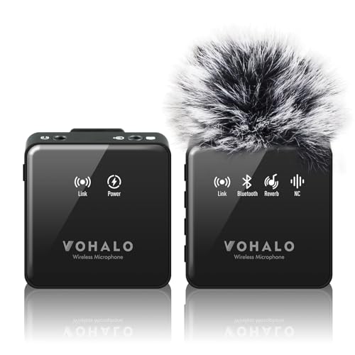 VOHALO Lavalier Mikrofon Wireless mit Echtzeitüberwachung Audio Ducking Begleitung Reverb Stummschaltung Rauschunterdrückung Bluetooth Mikrofon für iPhone iPad Android Phone PC von VOHALO