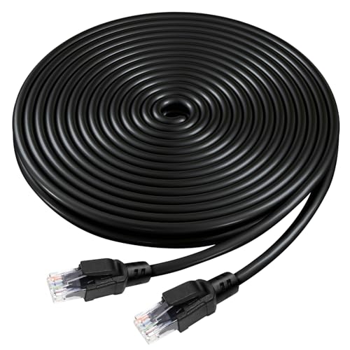 VOIETOLT Outdoor Cat 6 LAN Kabel 29meter, Außen Wasserdicht Direct Burial LLDPE UV Mantel - 24AWG 10Gbps Hochgeschwindigkeits Gigabit Ethernet Netzwerkkabel - CCA, UTP mit 20 Kabelbindern von VOIETOLT