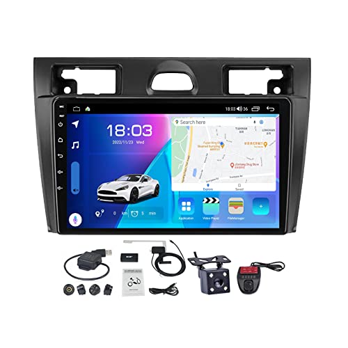 Android 11 Autoradio 2 DIN mit Bluetooth Freisprecheinrichtung für Ford Fiesta Mk 5 Mk5 2002-2008 mit Carplay Android Auto DSP, 9 Zoll Touchscreen FM AM RDS DAB+ Radio/Rückfahrkamera ( Size : M400S ) von VOLEMI