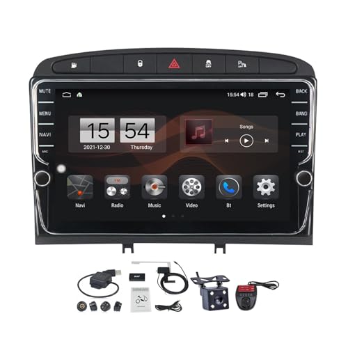 Android 11 Autoradio 2 Din Navigation system für Peugeot 408 1 2012-2020 mit 9 Zoll Screen Mirror Link/CarPlay Android Auto/FM RDS DAB+ Radio/Lenkradsteuerung/Rückfahrkamera ( Color : Black , Size : K von VOLEMI