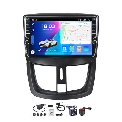 VOLEMI Android 11 Autoradio 2 Din Navigation System für Peugeot 207 2006-2015 mit 9 Zoll Screen Mirror Link/CarPlay Android Auto/FM RDS DAB+ Radio/Lenkradsteuerung/Rückfahrkamera (Size : K400S) von VOLEMI