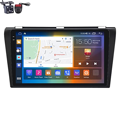 VOLEMI Android 12 Autoradio Double Din für Mazda 3 BK 2003-2009 9/9.5-Zoll Touchscreen unterstützt GPS Navigation FM RDS Radio Carplay Android Auto BT 5.1 Lenkradsteuerung (Size : M6Plus 8+128 GB) von VOLEMI