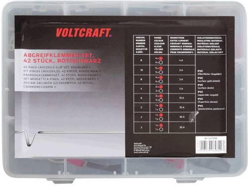 VOLTCRAFT 1417395 Krokodilklemmen-Set Schwarz, Rot Länge: 230mm 42St. von VOLTCRAFT