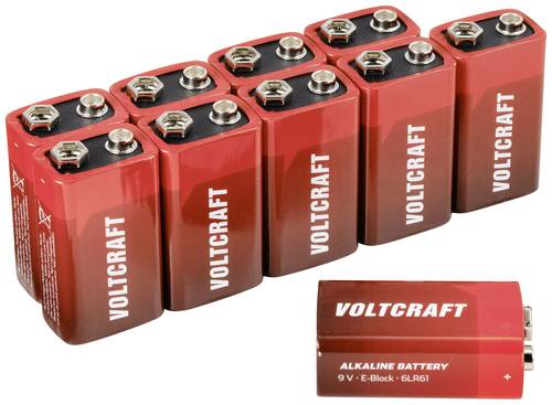VOLTCRAFT 6LR61 9V Block-Batterie Alkali-Mangan 550 mAh 9V 10St. von VOLTCRAFT