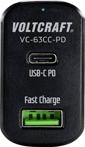 VOLTCRAFT CAS-63 USB-Ladegerät 63 Wp KFZ Ausgangsstrom (max.) 3A Anzahl Ausgänge: 2 x USB, USB-C® von VOLTCRAFT