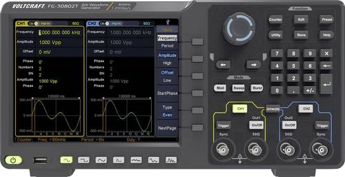 VOLTCRAFT FG-30802T Funktionsgenerator netzbetrieben 1 µHz - 80MHz 2-Kanal Arbiträr, Rauschen, Pul von VOLTCRAFT