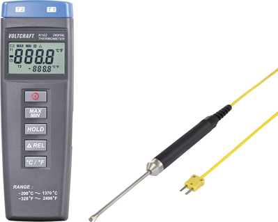 VOLTCRAFT K102 + TP 207 Temperatur-Messgerät -200 bis +1370 °C Fühler-Typ K VOLTCRAFT K102 + TP 207 Temperatur-Messgerät -200 bis +1370 °C Fühler-Typ K von VOLTCRAFT