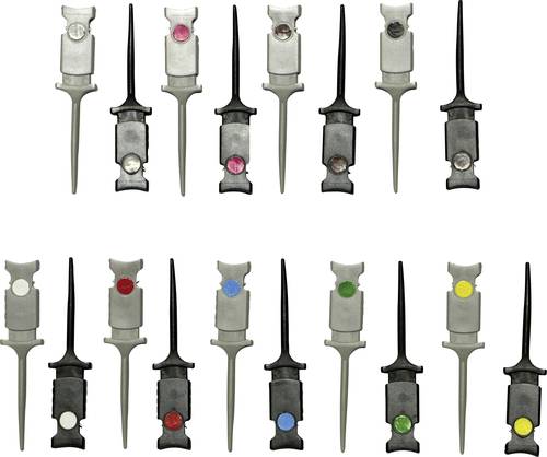 VOLTCRAFT Krokodilklemmen-Set Steckanschluss 0.64mm CAT I Schwarz, Rot, Braun, Grün, Gelb, Violett, von VOLTCRAFT