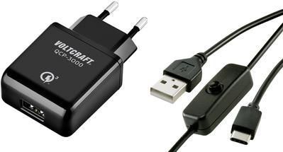 VOLTCRAFT QCP-3000 USC USB-Ladegerät Passend für: Raspberry Pi Ausgangsstrom (max.) 3000 mA 1 x USB-C Stecker mit Ein-/Aus-Schalter, Qualcomm Quick Charge 3.0 (QCP-3000 USC) von VOLTCRAFT