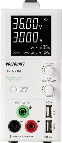VOLTCRAFT TOPS-3363 Labornetzgerät, einstellbar 1 - 36 V/DC 0.25 - 3A 100W schmale Bauform Anzahl A von VOLTCRAFT