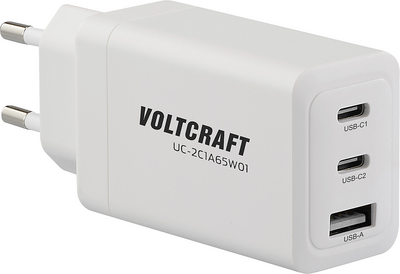 VOLTCRAFT UC-2C1A65W01 USB-Ladegerät 65 W Steckdose, Innenbereich Ausgangsstrom (max.) 3.25 A USB-C®, USB-A Anzahl Ausgänge: 3 x GaN (VC-12798220) von VOLTCRAFT