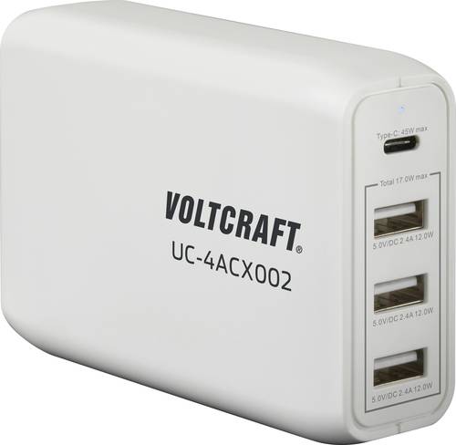 VOLTCRAFT UC-4ACX002 USB-Ladegerät 62W Steckdose Ausgangsstrom (max.) 3400mA Anzahl Ausgänge: 4 x von VOLTCRAFT