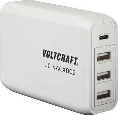 VOLTCRAFT UC-4ACX002 VC-11744745 USB-Ladegerät Steckdose Ausgangsstrom (max.) 3400 mA 4 x USB, USB-C Buchse (Power Delivery) (VC-11744745) von VOLTCRAFT