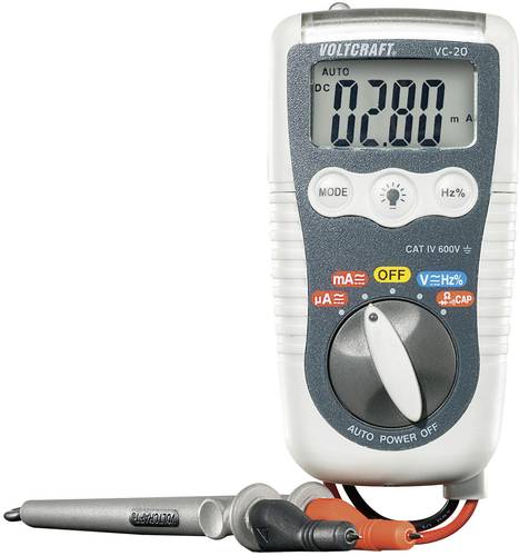 VOLTCRAFT VC-20 Hand-Multimeter digital Spritzwassergeschützt (IP54) CAT IV 600V Anzeige (Counts): von VOLTCRAFT