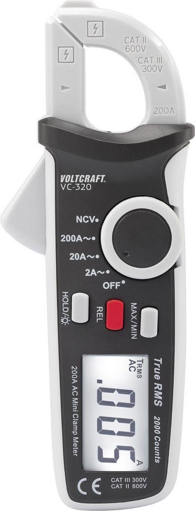 VOLTCRAFT VC-320 Stromzange kalibriert (ISO) digital CAT II 600 V, CAT III 300 V Anzeige (Counts): 2000 (VC-9486035) von VOLTCRAFT