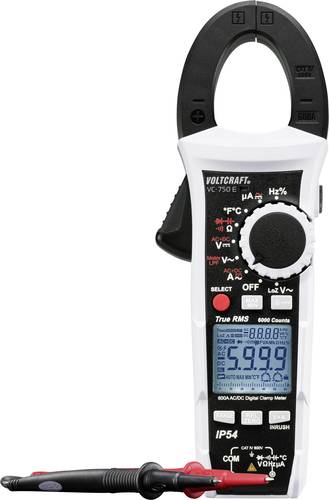 VOLTCRAFT VC-750 E Stromzange, Hand-Multimeter digital Spritzwassergeschützt (IP54) CAT IV 600V Anz von VOLTCRAFT