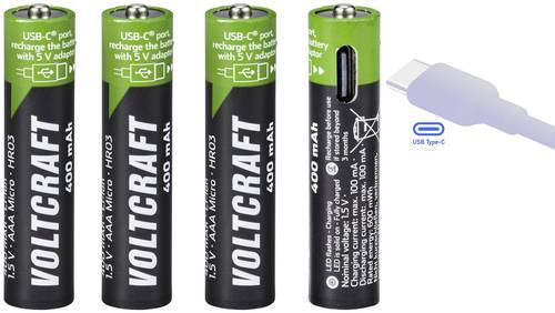 VOLTCRAFT VC-AAA400USB USB-C® Akku x Micro (AAA) Li-Ion 1.5V 400 mAh von VOLTCRAFT