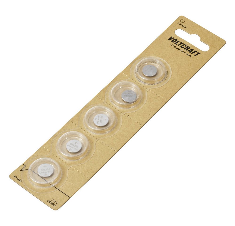 VOLTCRAFT VOLTCRAFT Knopfzelle CR 1220 3 V 5 St. 40 mAh Lithium VC-16107970 Knopfzelle, (3.00 V) von VOLTCRAFT