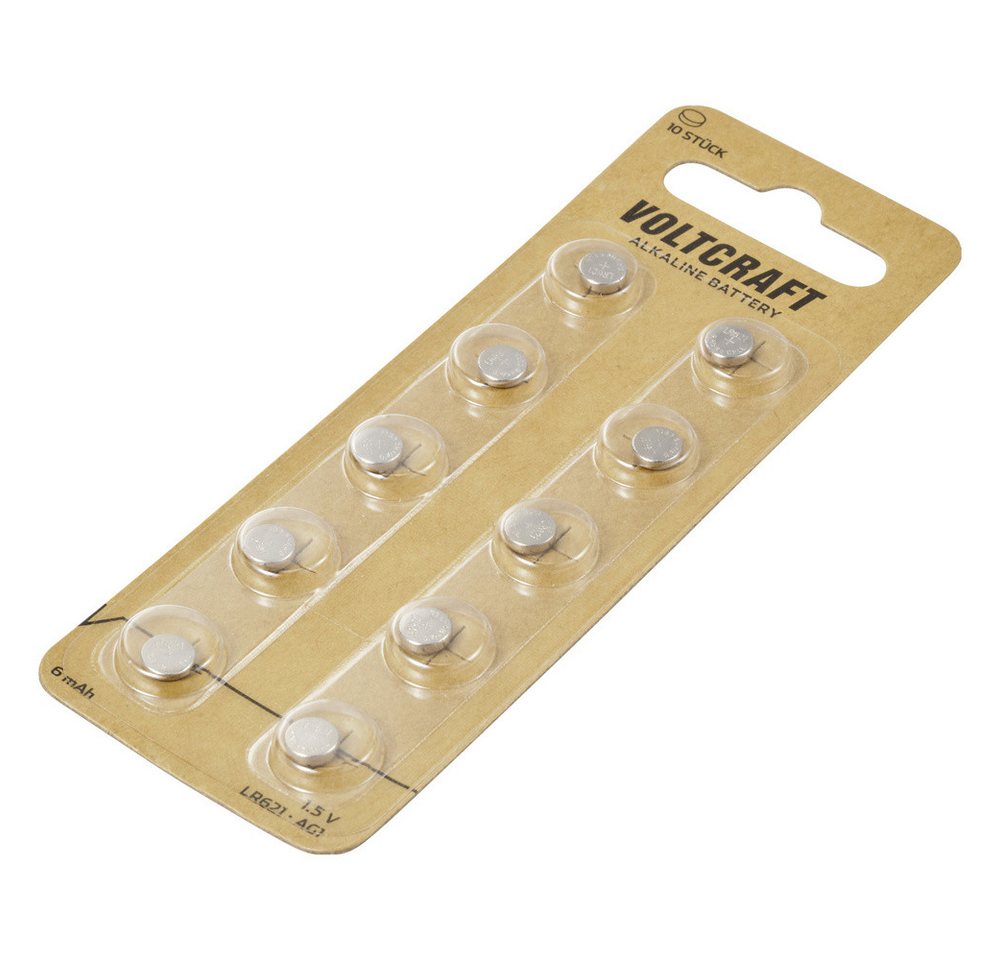 VOLTCRAFT VOLTCRAFT Knopfzelle LR 621 10 St. 6 mAh Alkali-Mangan AG1 Knopfzelle, (1.50 V) von VOLTCRAFT
