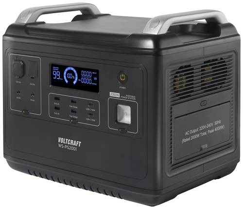 VOLTCRAFT WS-PS2001 1997Wh Powerstation Fast Charge LiFePO 4 Schwarz (matt) Outdoor, LED Taschenlamp von VOLTCRAFT