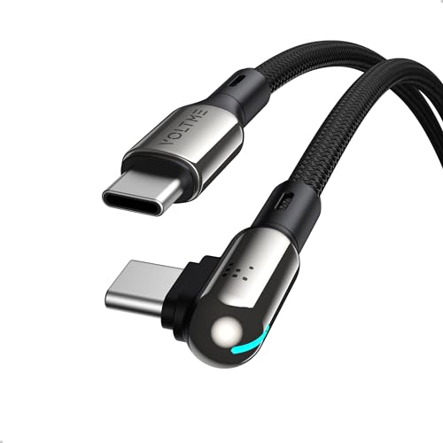 VOLTME 100W USB C auf USB C Kabel 1.2M, 90 Grad Gewinkelt Schnellladekabel Samsung Nylon Ladekabel Typ C Kompatibel mit iphone 15, MacBook Pro, MacBook Air, iPad Pro Samsung Galaxy, Huawei von VOLTME