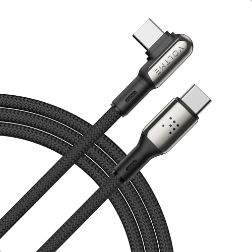 VOLTME 100W USB C auf USB C Kabel 2M, 90 Grad Gewinkelt Schnellladekabel Samsung Nylon Ladekabel Typ C Kompatibel mit iphone 15, MacBook Pro, MacBook Air, iPad Pro Samsung Galaxy, Huawei von VOLTME