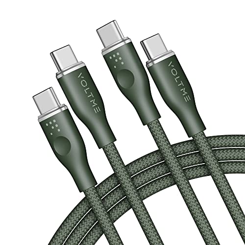VOLTME USB C Kabel 100W, 2 Stück Schnellladekabel USB C auf USB C, PD3.0 Nylon Ladekabel 1,80m lang Kompatibel mit iPhone 16 Pro Max 15 16e iPad MacBook Galaxy S24 Ultra Huawei Pixel Switch, Grün von VOLTME