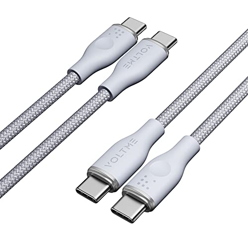 VOLTME 2-Pack USB C Kabel auf USB-C PD 60W 3A geflochtenes Nylon 1,0m/3.3ft, RUGG USB-C Typ C Ladekabel kompatibel mit MacBook Pro, Pixel 7/6 Pro, iPad Pro, Galaxy S23/Ultra usw. (Grau) von VOLTME