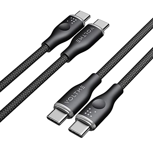 VOLTME 2-Pack USB C Kabel auf USB-C PD 60W 3A geflochtenes Nylon 1,0m/3.3ft, RUGG USB-C Typ C Ladekabel kompatibel mit MacBook Pro, Pixel 7/6 Pro, iPad Pro, Galaxy S23/Ultra usw. (Schwarz) von VOLTME