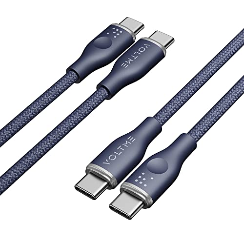 VOLTME 2-Pack USB C Kabel auf USB-C PD 60W 3A geflochtenes Nylon 1,0m/3.3ft, Rugg USB-C Typ C Ladekabel kompatibel mit MacBook Pro, Pixel 7/6 Pro, iPad Pro, Galaxy S23/Ultra usw. (Blau) von VOLTME