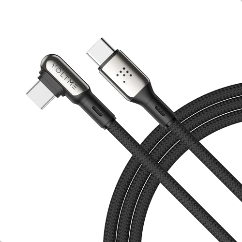 VOLTME 60W USB C auf USB C Kabel 2M, 90 Grad Gewinkelt Schnellladekabel Samsung Nylon Ladekabel Typ C Kompatibel mit iphone 15, MacBook Pro, MacBook Air, iPad Pro Samsung Galaxy, Huawei von VOLTME