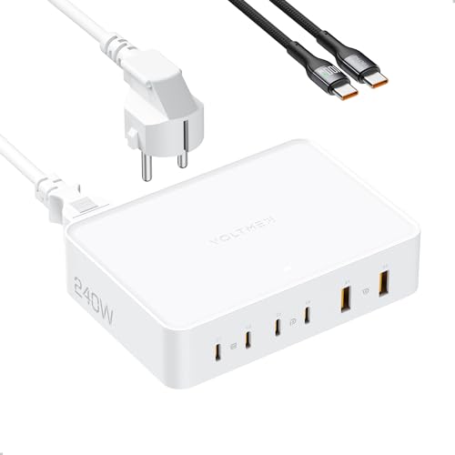 VOLTME GaN USB C Ladegerät 240W, 6-Port PPS Schnellladegerät, PD3.1 Charger mit 4 x USB C und 1 x USB-A, Netzteil Adapter Eingebauter E-Marker für Mehrere Geräte, Weiß VOLTME GaN USB C Ladegerät 240W, 6-Port PPS Schnellladegerät, PD3.1 Charger mit 4 x USB C und 1 x USB-A, Netzteil Adapter Eingebauter E-Marker für Mehrere Geräte, Weiß von VOLTME