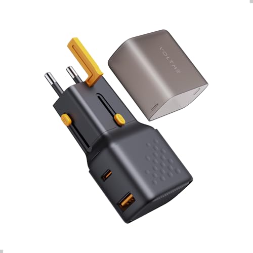 VOLTME Reiseadapter Weltweit Universal, VITO 35W USB C Internationaler Reisestecker, PD3.0 2-Port USB A QC3.0 Ladegerät Travel Stecker Adapter für Tablets Handys Smartwatches und mehr, Schwarz von VOLTME