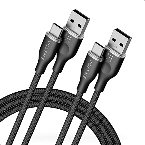 VOLTME USB C Kabel,【2 Stück 1.8m】 3A Nylon Schnellladekabel, USB A auf Typ C Datenkabel kompatibel mit Samsung Galaxy S23 S22 S21 S20 S10 S9 S8 A51 A50 A41 A21s A20, Note10 9, Huawei etc. Handys von VOLTME