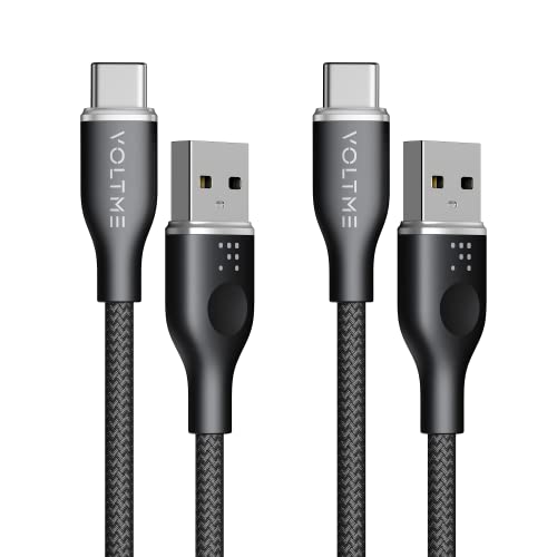 VOLTME USB C Kabel, [2 Stück 1m] 60W Nylon Schnellladekabel, USB A auf Typ C Datenkabel Ladekabel Kompatibel mit iPhone Serie iPad Air MacBook Samsung Galaxy S24 Ultra Huawei Xiaomi etc, Schwarz von VOLTME