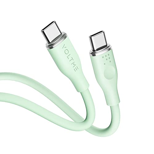 VOLTME USB C Kabel, [3A/60W 1,0m] PD Ladekabel USB C auf USB C Schnellladekabel Typ C 480 Mbps Datenkabel Kompatibel mit iPhone15/Pro/Max MacBook Pro/Air iPad Air 5 Samsung Galaxy S23/S22 Grün von VOLTME