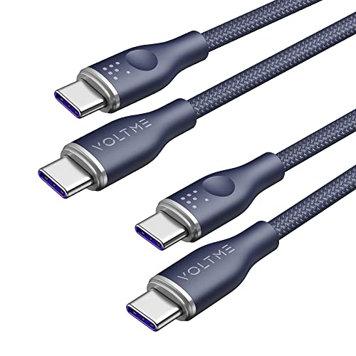 VOLTME USB C Kabel 100W, 2 Stück Schnellladekabel USB C auf USB C, PD3.0 Nylon Ladekabel 1,0m lang Kompatibel mit iPhone 16 Pro Max 15 16e iPad MacBook Galaxy S24 Ultra Huawei Pixel Switch, Blau von VOLTME