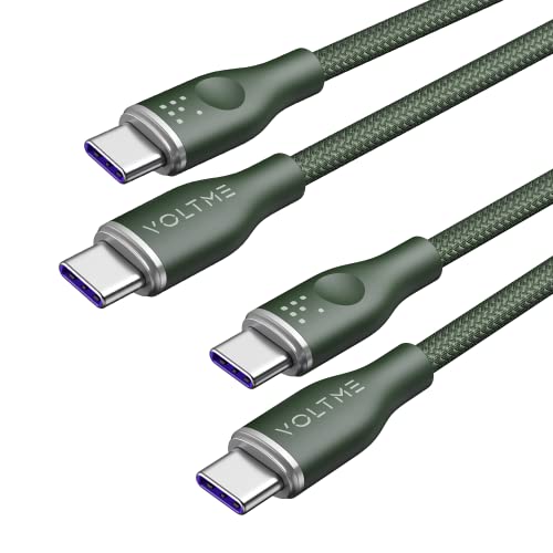VOLTME USB C Kabel 100W, 2 Stück Schnellladekabel USB C auf USB C, PD3.0 Nylon Ladekabel 1,0m lang Kompatibel mit iPhone 16 Pro Max 15 16e iPad MacBook Galaxy S24 Ultra Huawei Pixel Switch, Grün von VOLTME