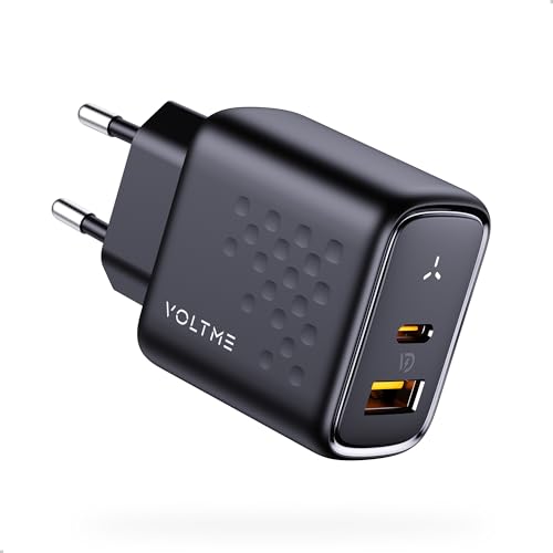 VOLTME USB-C Ladegerät 45W GaN III Ladegerät USB Dual Port - Schwarz, Handy Ladegerät USB c schnellladegerät 2-Port stecker ladegerät USB & USB c geeignet für iPhone/Galaxy von VOLTME