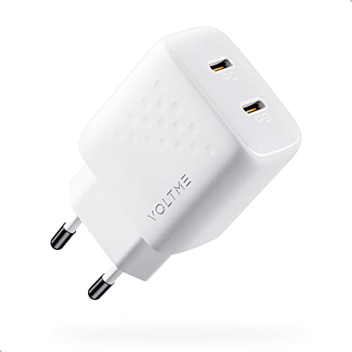 VOLTME USB C Ladegerät Doppelt 35W V-Dynamic GaN III Ladegerät, 2-Port USB C Schnellladegerät PD3.0 & PPS USB C Stecker Dual USB C Netzteil für iPhone 14 13 12, Samsung S22 S21 S20 FE S10 - Weiß von VOLTME