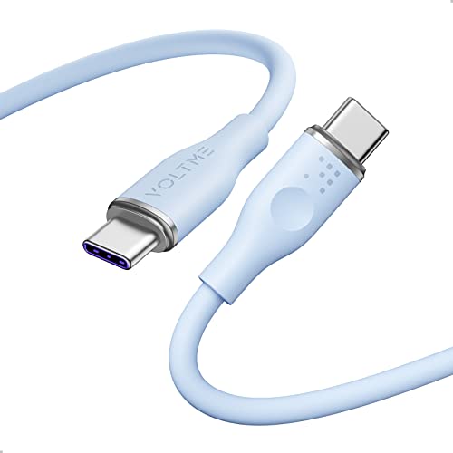 VOLTME USB C auf USB C Kabel 1,0m Blau, USB-C Ladekabel 100W 5A PD 3.0 Ladekabel Typ C E-Mark Chip Lade und Datenkabel 480Mbps für USB-C Gerät MateBook X Pro/MacBook Pro/iPad/Galaxy S21/Pixel/Switch von VOLTME