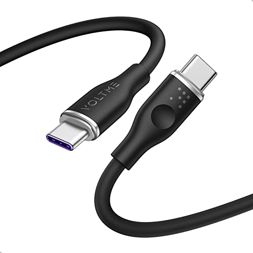 VOLTME USB C auf USB C Kabel 1,0m Schwarz, USB-C Ladekabel 100W 5A PD 3.0 Ladekabel Typ C E-Mark Chip Lade Datenkabel 480Mbps für USB-C Gerät MateBook X Pro/MacBook Pro/iPad/Galaxy S21/Pixel/Switch von VOLTME