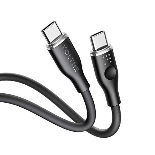 VOLTME USB C auf USB C Kabel 1,0m Schwarz 3A/60W PD, Ladekabel USB C Schnellladekabel USB Typ C 2.0 480 Mbps, Datenkabel USB C Kompatibel mit MacBook Pro/Air, iPad Air 5 Galaxy S22/S21 Pixel 7 Redmi von VOLTME