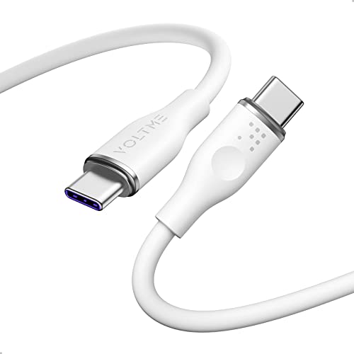 VOLTME USB C auf USB C Kabel 1,0m Weiß, USB-C Ladekabel 100W 5A PD 3.0 Ladekabel Typ C E-Mark Chip Lade und Datenkabel 480Mbps für USB-C Gerät MateBook X Pro/MacBook Pro/iPad/Galaxy S21/Pixel/Switch von VOLTME