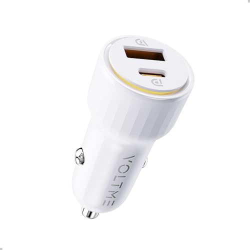 VOLTME USB C Autoladeadapter 48W, PD3.0 Dual Port Zigarettenanzünder, 2 in 1 Auto Ladegerät Adapter Zubehör Kompatibel mit iPhone 16 Pro Max 15 Galaxy S24 Ultra Pixel Xiaomi Huawei GPS-Navigation usw von VOLTME