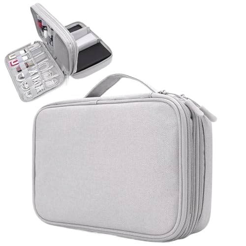 Festplattenzubehör Tragetasche Gadget Bag Reisekabeltasche Elektronik Organizer for Ladegeräte Kabel Powerbank Festplatte Kabeltasche(Gray) von VONCYKI