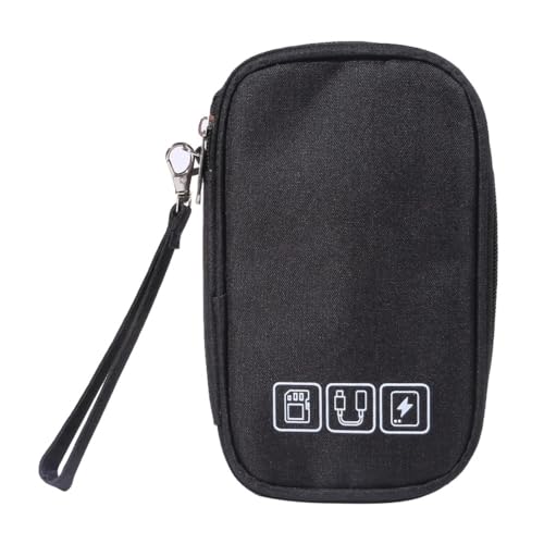 Kabeltasche Elektroniktasche Elektronikzubehör Organizer Tragbarer Kabel-Organizer Reisekabelhülle for Stick Power Bank Kabeltasche(Black,1pc) von VONCYKI