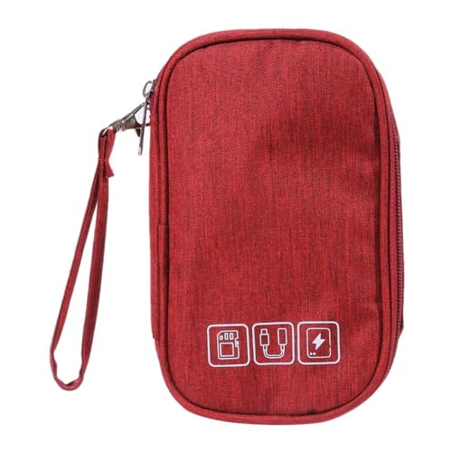 Kabeltasche Elektroniktasche Elektronikzubehör Organizer Tragbarer Kabel-Organizer Reisekabelhülle for Stick Power Bank Kabeltasche(Wine red,2pcs) von VONCYKI